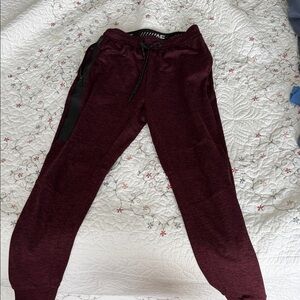 American Eagle Maroon Jogger Pants with Black Trim Mens XS